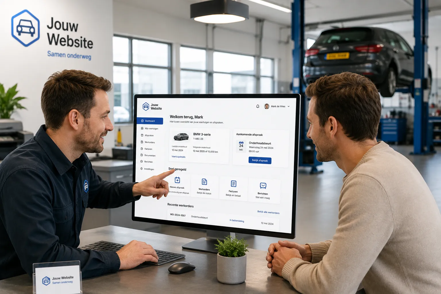 Voorbeeld voor een garagebedrijf